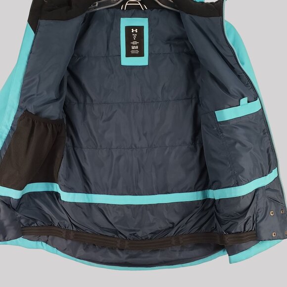 Under Armour Youth Girls Hooded Softshell Jacket With Zipper Pockets L - Picture 3 of 10